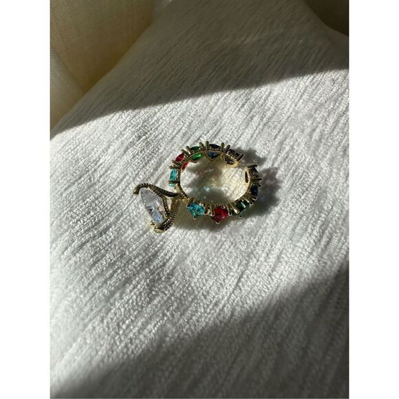 Multicolor adjustable cubic zirconia heart ring - Picture 5 of 9